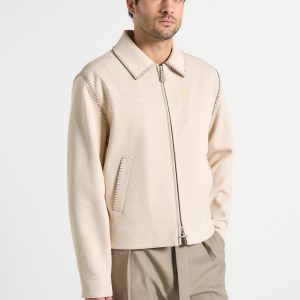 Alex - Whipstitch Twill Boxy Jacket - Cream