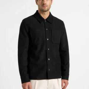 Thomas - Suede Long Sleeve Shirt - Black