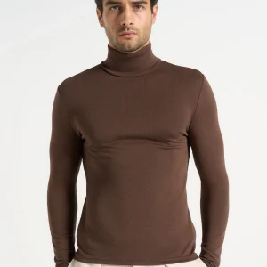TS006 - Long Sleeve Roll Neck Top - Brown