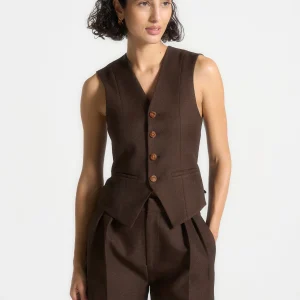 Christine - Tailored Cinch Waistcoat - Brown