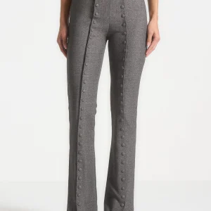 Therese - Tailored Button Detail Trousers - Dark Grey