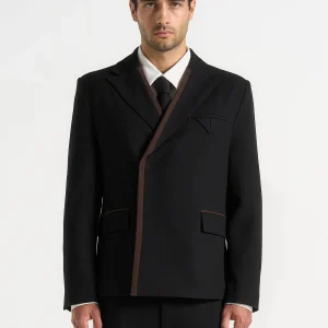 Alec - Double Breasted Suit jacket With Contrast Lapel - Black