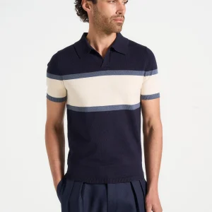 Enzo - Colour Block Polo Top - Navy
