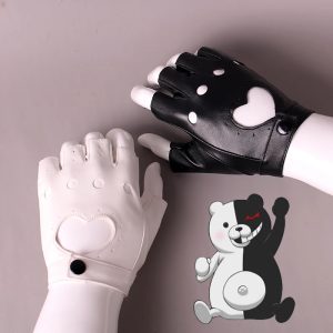 Gants en cuir demi-doigts Monokuma