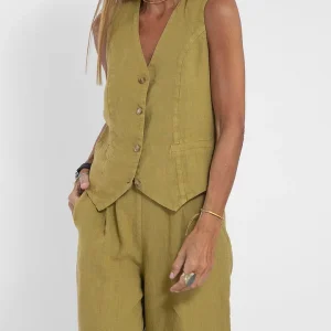 Samira - Ensemble femme en lin deux pièces avec gilet
