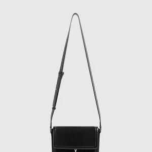 AC003 - Suede & Leather Crossbody Bag - Black
