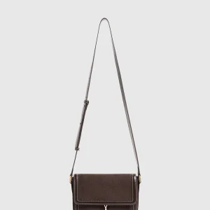 AC003 - Suede & Leather Crossbody Bag - Brown