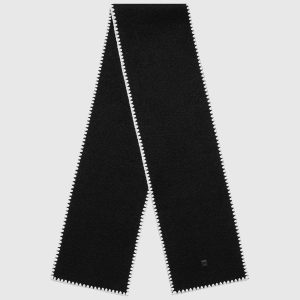 Aube - Blanket Stitch Wool Scarf - Black