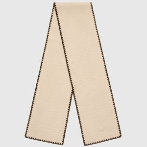 Aube - Blanket Stitch Wool Scarf - Taupe