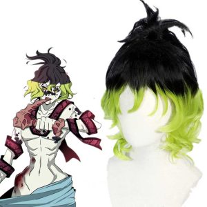Anime Demon Slayer: KIMETSU no yaiba gyutaro cosplay Perruque