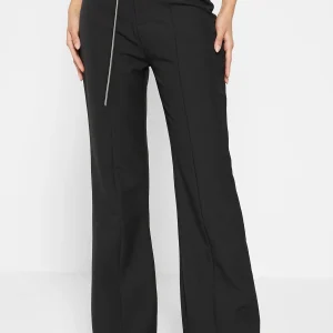 Cut Out Flared Trousers with Chain Belt - Black