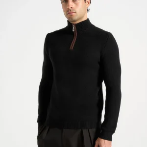 Torin - Quarter Zip Knit Jumper - Black