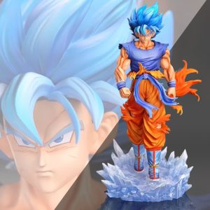 Figurine Son Goku Super Saiyan Blue 33 cm – Dragon Ball Z | Édition LED avec Double Tête Interchangeable
