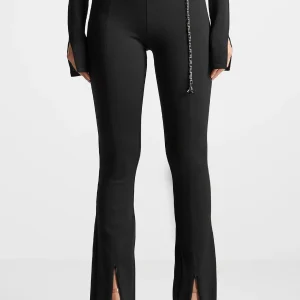 Fit and Flare Leggings with Chain - Black