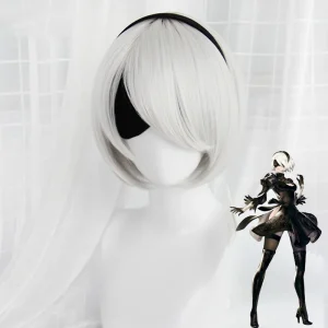 Perruque 2B Argent-Blanc – Costume NieR: Automata