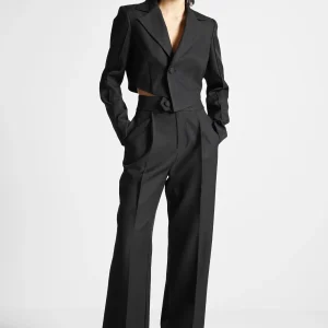 Elsa - High Waisted Tailored Trousers - Black