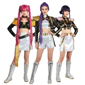 Costume Cosplay Rumi, Zoey & Mira – KPop Demon Hunters – Tenue Complète avec Accessoires