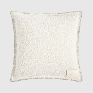 Boucle & Whipstitch Reversible Cushion - Brown/Cream