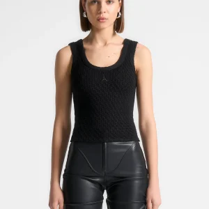 Alya - Eiffel Knitted Tank Top - Black