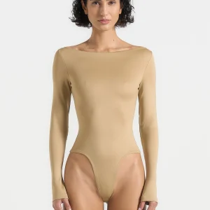 Eva - Boat Neck Bodysuit - Beige
