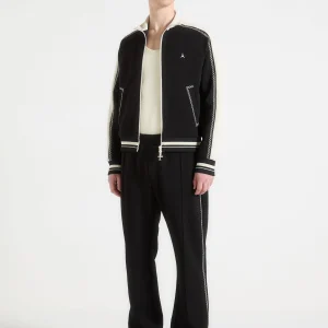 Tristan - Contrast Whipstitch Raglan Track Jacket - Black