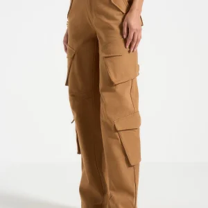Anne - High Waisted Cargo Pants - Tan