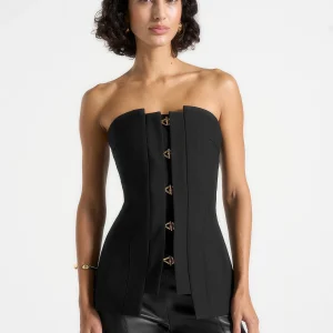 Viviane - Clasp Detail Bandeau Top - Black