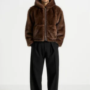 Ryan - Fur Hooded Jacket - Brown