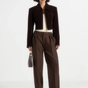 Adina - Structured Velvet Jacket - Brown
