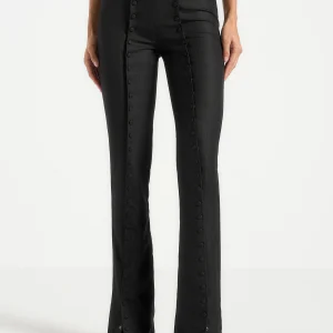 Therese - Tailored Button Detail Trousers - Black