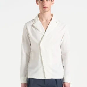 Alban - Satin Double Breasted Shirt - White