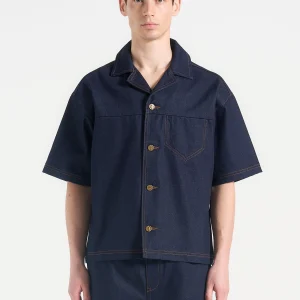 Carl - Boxy Denim Revere Shirt - Indigo