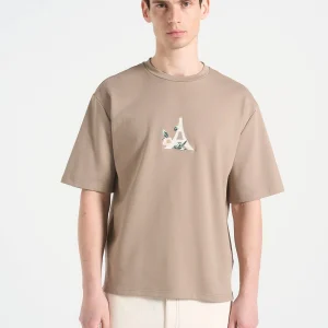 Thierry - Floral Eiffel Cotton T-Shirt - Taupe