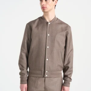 Savin - Pinstripe Bomber Jacket - Taupe