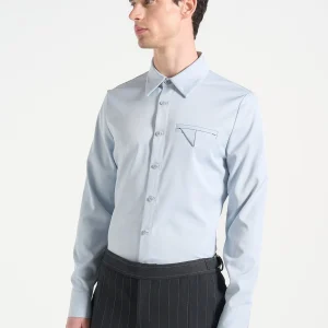 Tom - Slim Fit Tailored Stretch Dress Shirt - Blue