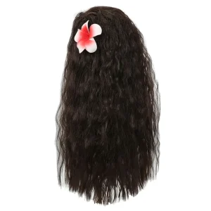 Perruque Moana avec Fleur Broche