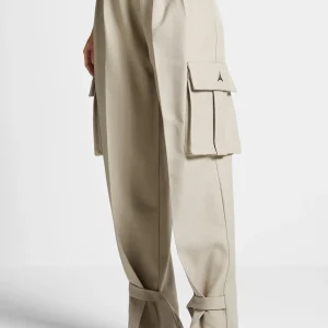 Danielle - Tailored Pleated Cargo Trousers - Beige