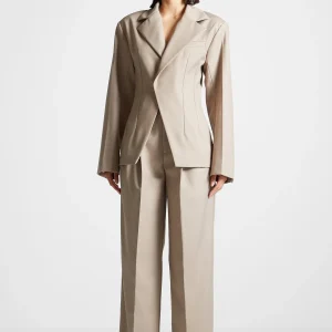 Tailored Double Breasted Blazer - Taupe