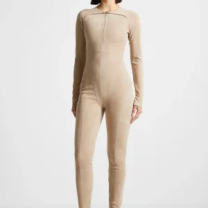 Vegan Suede Jumpsuit - Beige