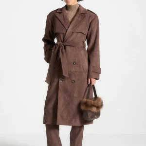 Amance - Suede Trench Coat - Brown