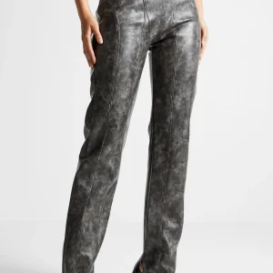 Vintage Leather Trousers - Grey