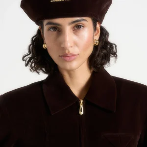 Anya - Velvet Beret - Brown