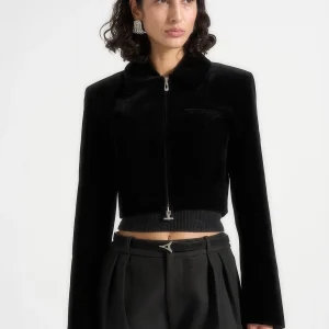 Adina - Velvet Cropped Jacket - Black
