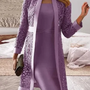 Ensemble robe manteau en dentelle 2 pièces - tenue raffinée pour femmes