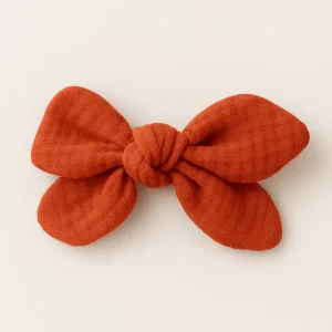 Barrette nœud gaze de coton tangerine pour cheveux accessoire vêtement enfant