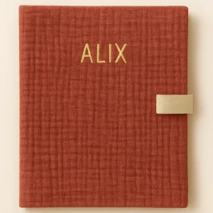 Cahier de coloriage personnalisable lavable et réutilisable en gaze de coton terracotta