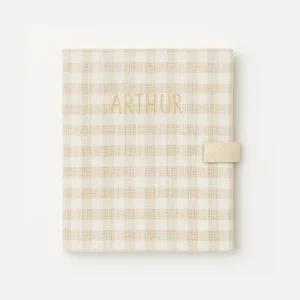 Cahier de coloriage personnalisable lavable et réutilisable en gaze de coton vichy beige