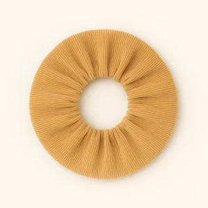 Chouchou cheveux accessoire vêtement femme en velours côtelé camel