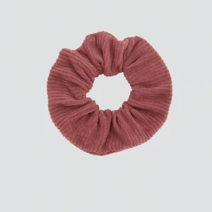 Chouchou cheveux accessoire vêtement femme en velours côtelé rose