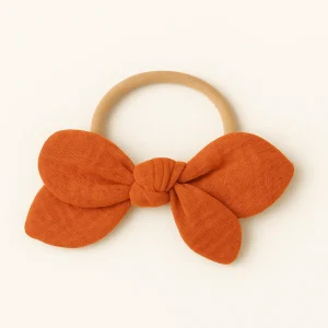 Chouchou cheveux fille nœud accessoire vêtement en gaze de coton tangerine